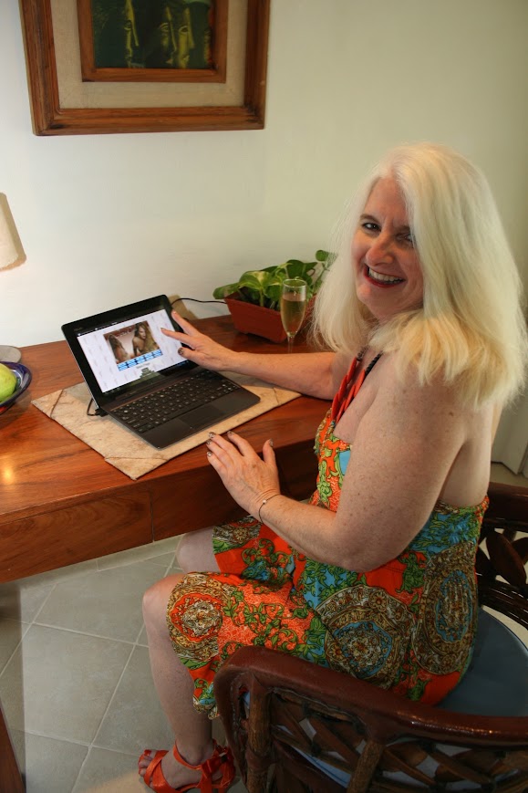 Judy at her computer